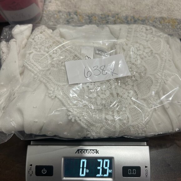 Ethyl Clothing Womens White Lace Trim Bell Sleeve Blouse Sz Medium Casual Dressy - Picture 10 of 10